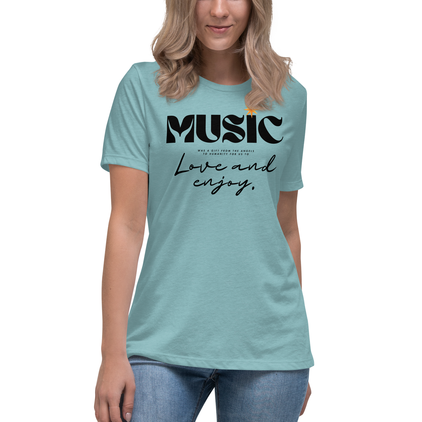 Premium Comfort Women's Relaxed Tee with "Music" motif