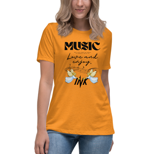 Premium Comfort Women's Relaxed Tee with "Music" motif