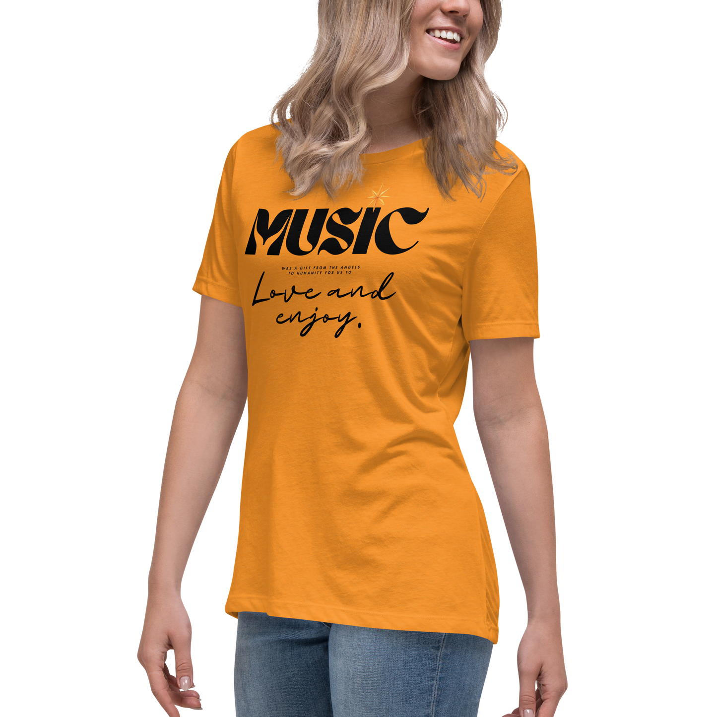 Premium Comfort Women's Relaxed Tee with "Music" motif