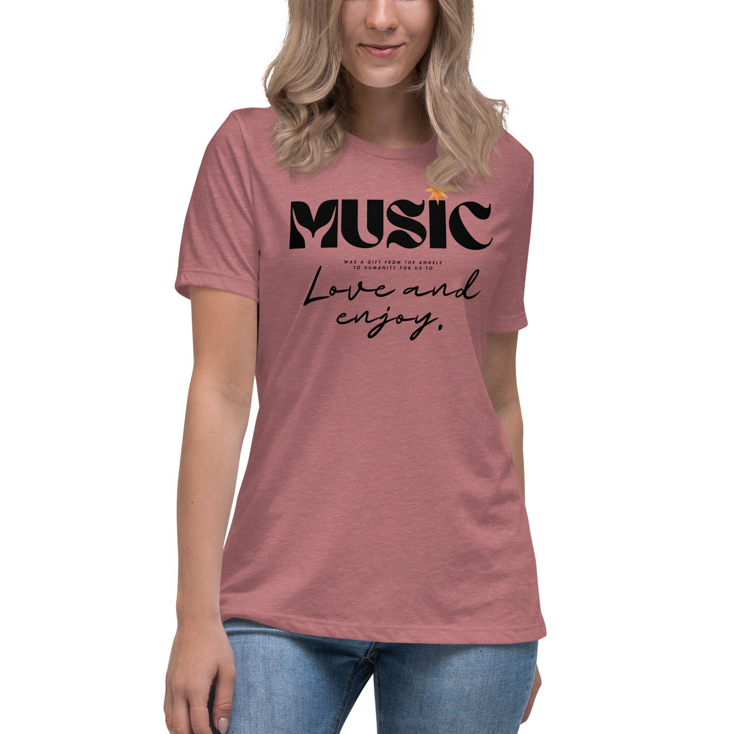 Premium Comfort Women's Relaxed Tee with "Music" motif