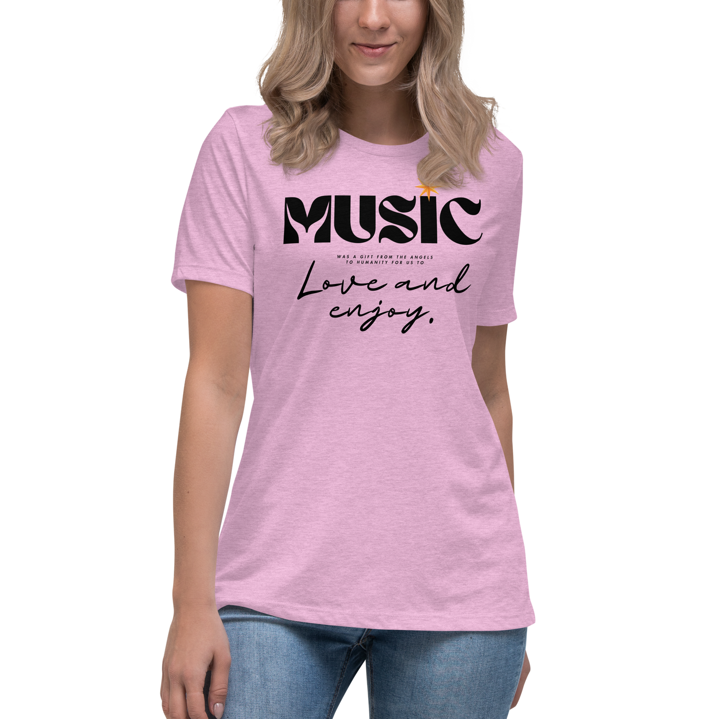 Premium Comfort Women's Relaxed Tee with "Music" motif