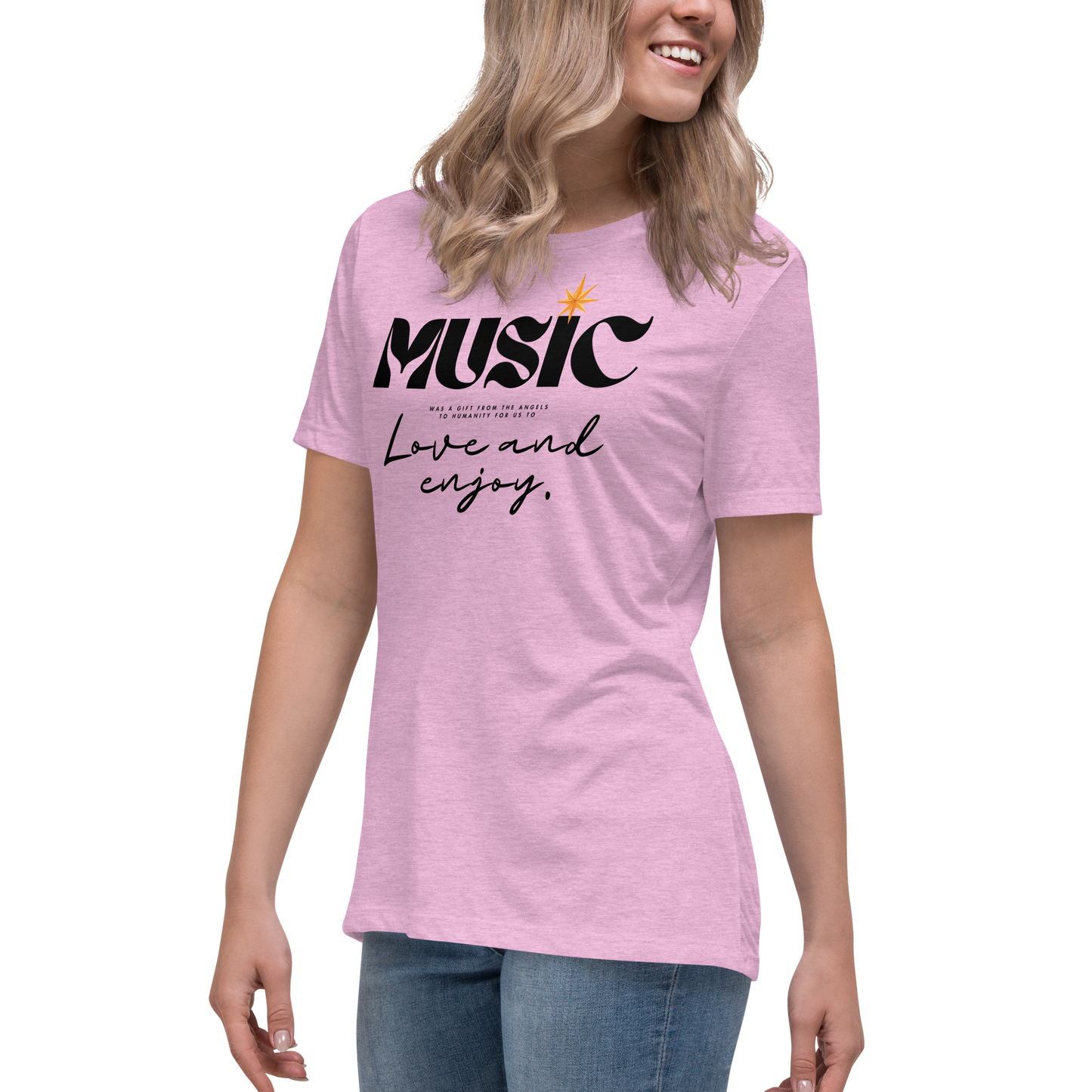 Premium Comfort Women's Relaxed Tee with "Music" motif