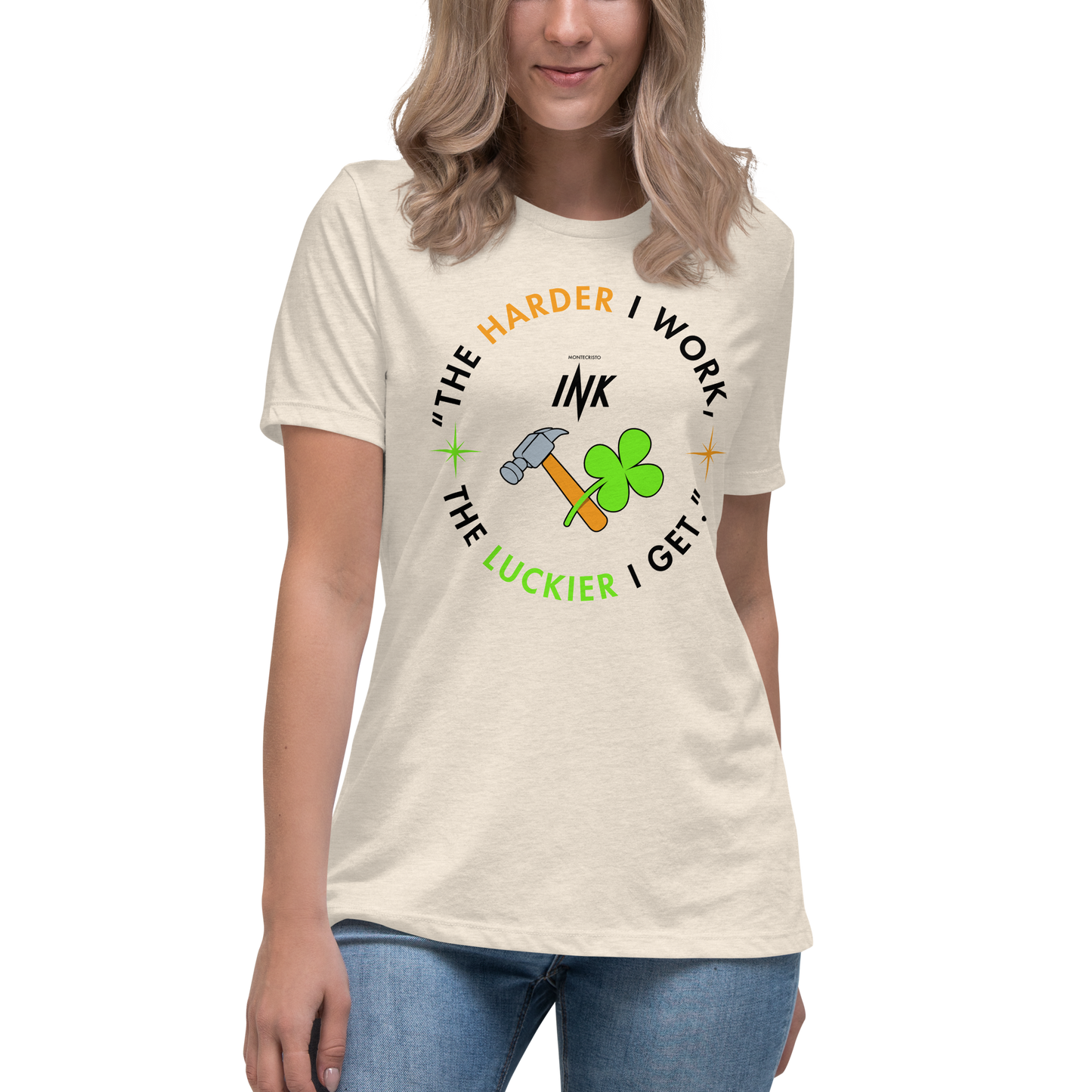 Premium Comfort Women's Relaxed Tee with Iconic “Lucky Worker” motif