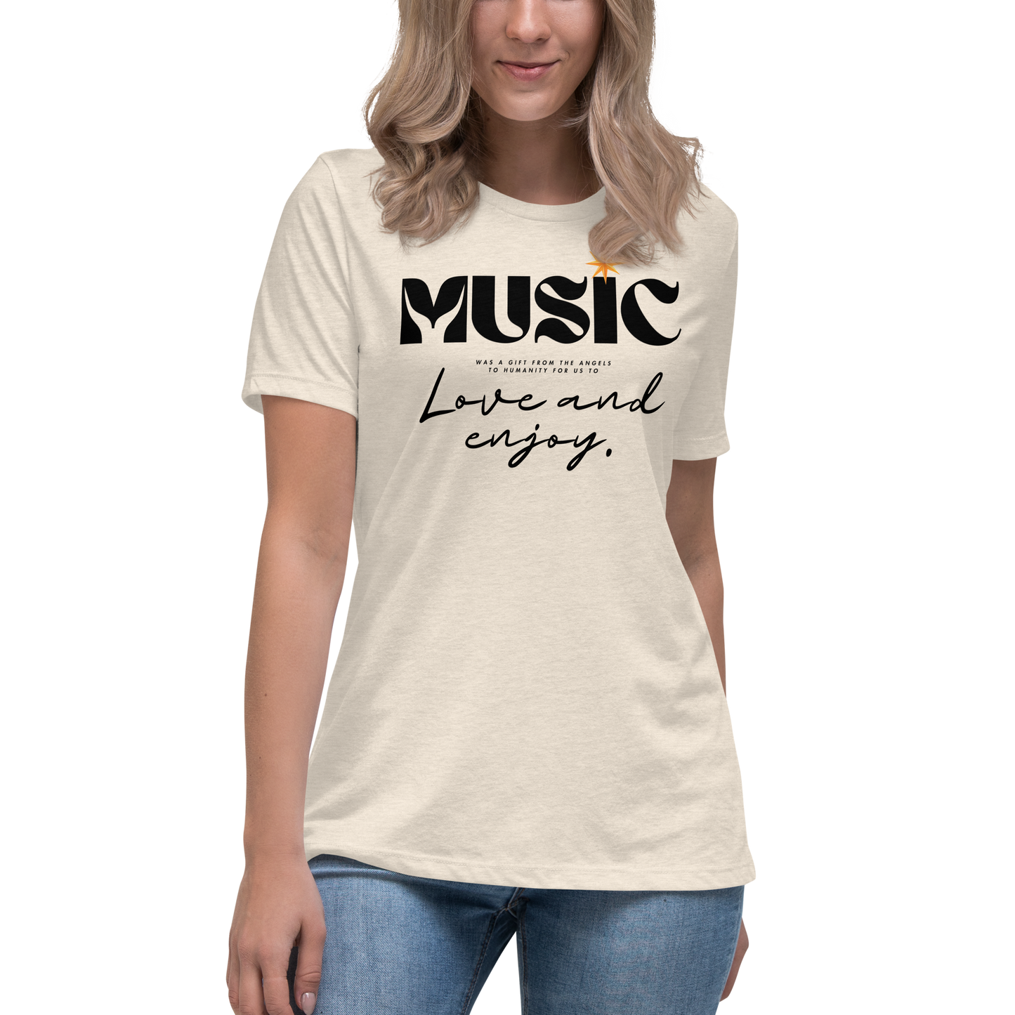 Premium Comfort Women's Relaxed Tee with "Music" motif