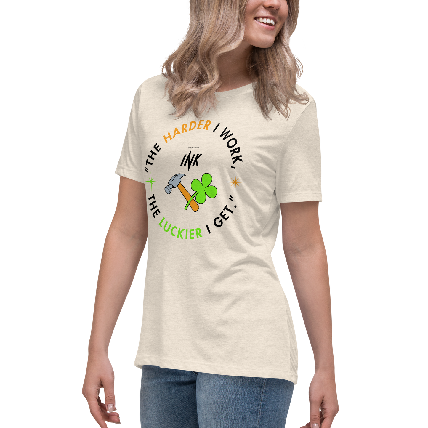 Premium Comfort Women's Relaxed Tee with Iconic “Lucky Worker” motif