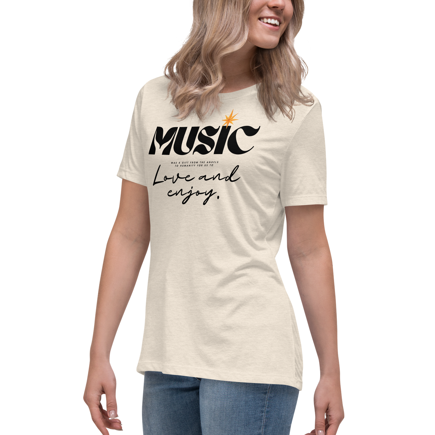 Premium Comfort Women's Relaxed Tee with "Music" motif