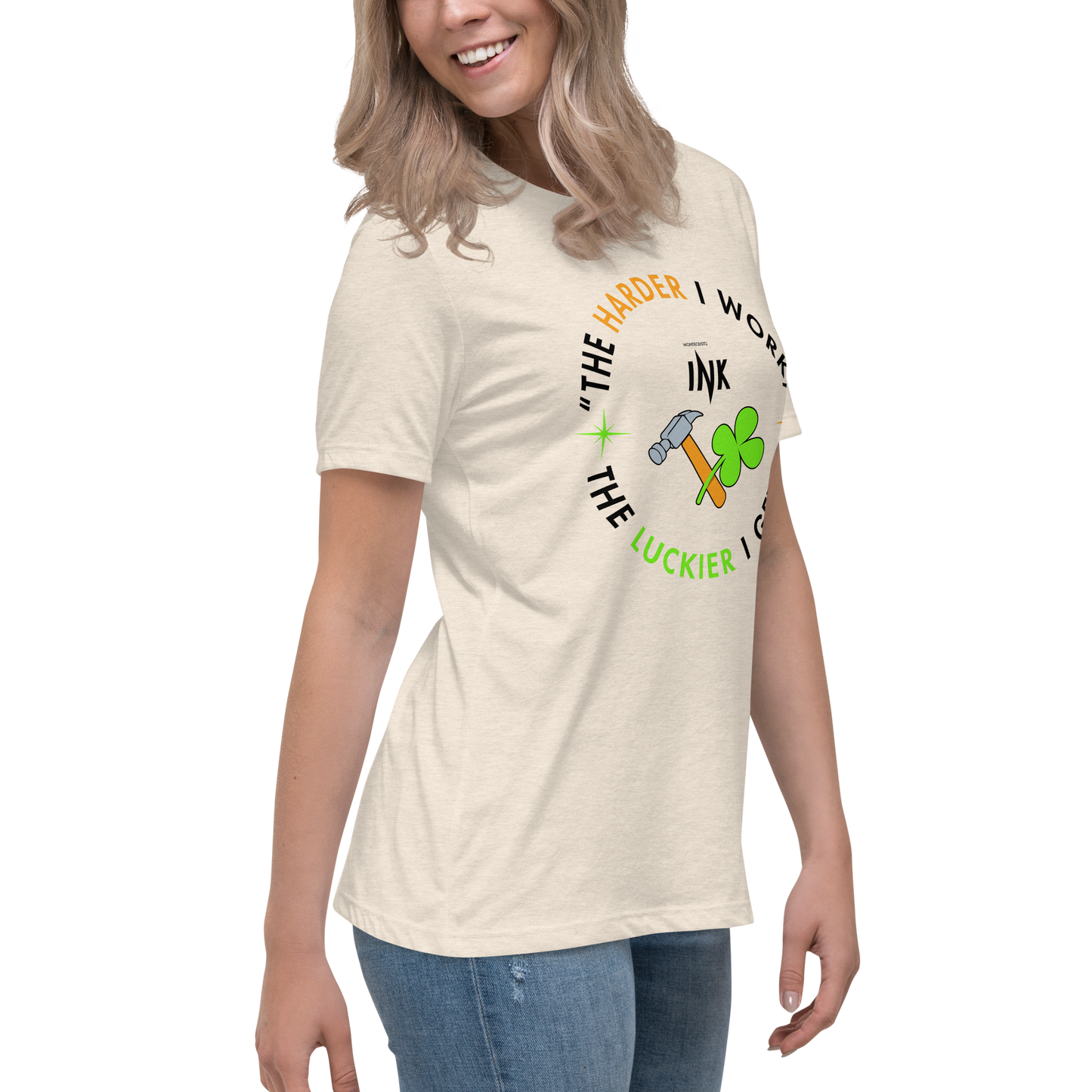 Premium Comfort Women's Relaxed Tee with Iconic “Lucky Worker” motif