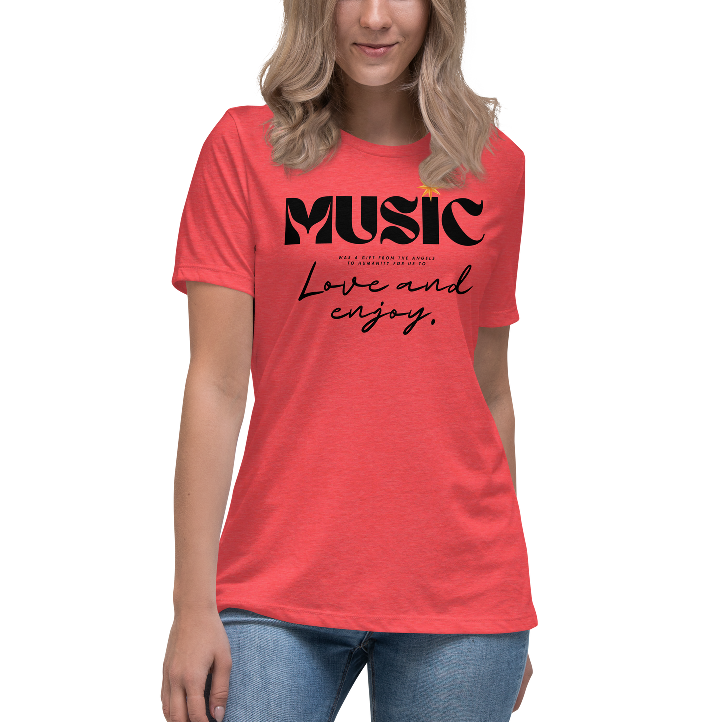 Premium Comfort Women's Relaxed Tee with "Music" motif