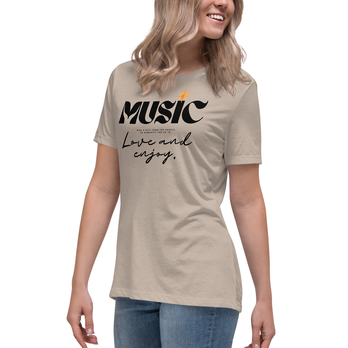 Premium Comfort Women's Relaxed Tee with "Music" motif