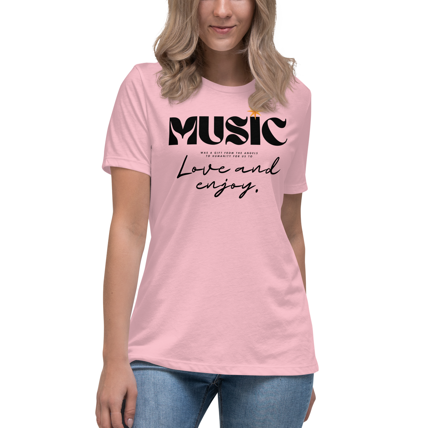 Premium Comfort Women's Relaxed Tee with "Music" motif