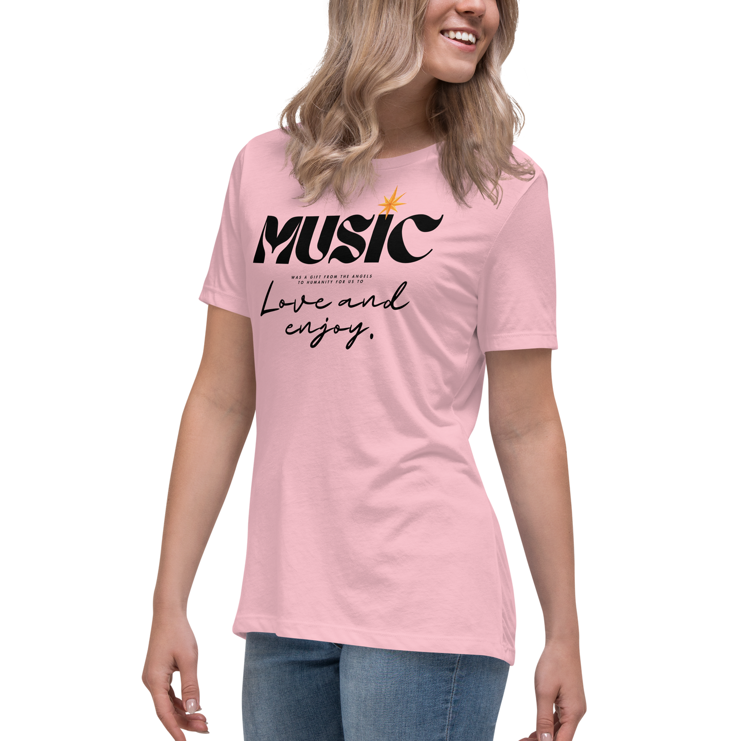 Premium Comfort Women's Relaxed Tee with "Music" motif