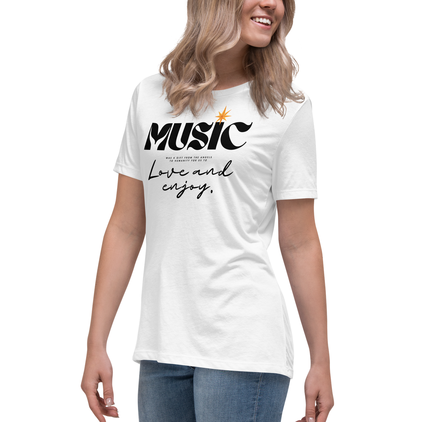 Premium Comfort Women's Relaxed Tee with "Music" motif