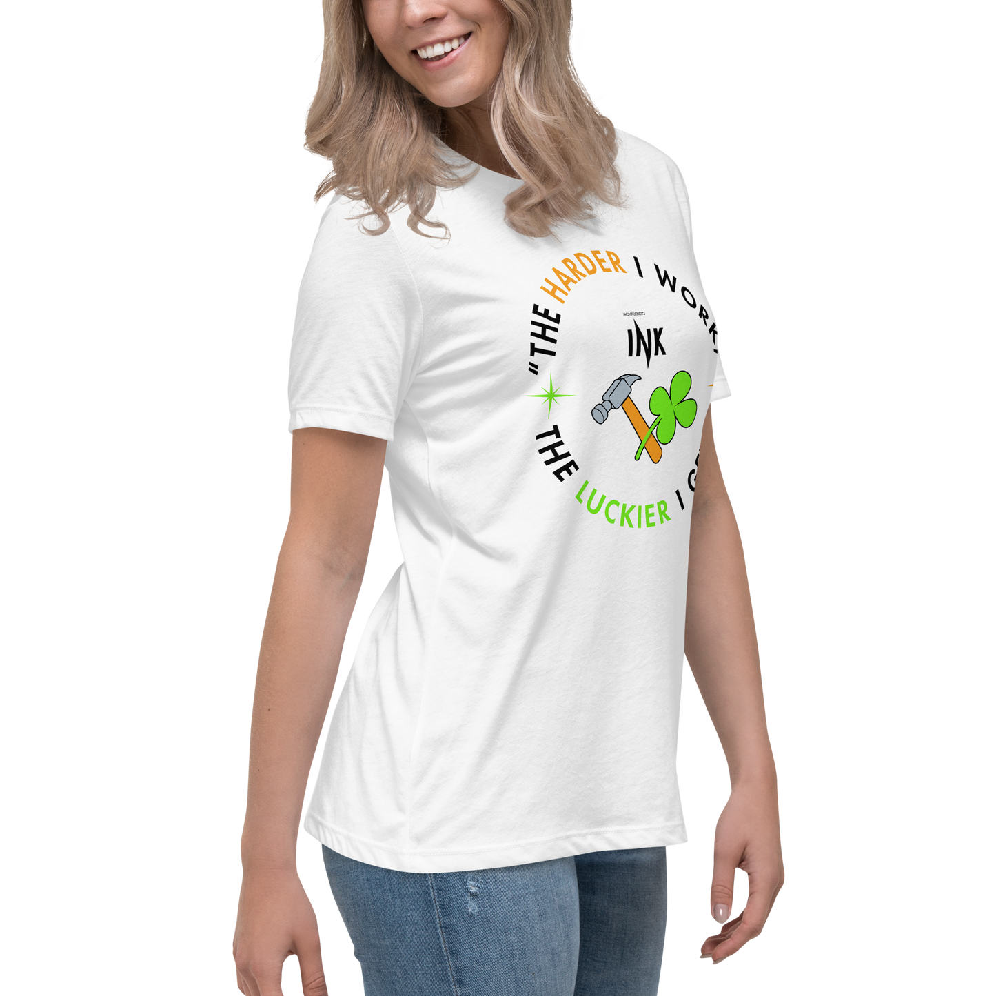 Premium Comfort Women's Relaxed Tee with Iconic “Lucky Worker” motif